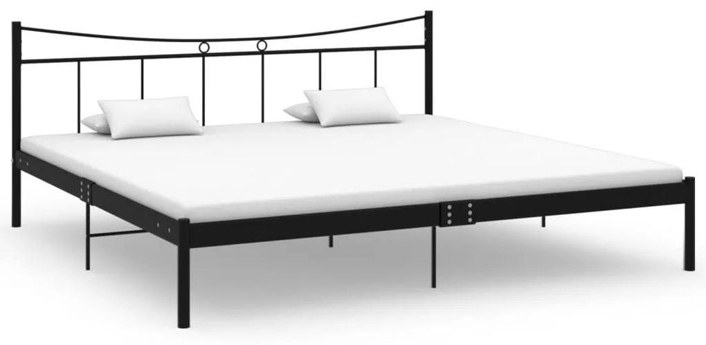 Estrutura de cama 200x200 cm metal e contraplacado preto