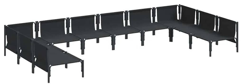 Conjunto de Sofá de Jardim 10 pcs Cinzento-escuro Aço