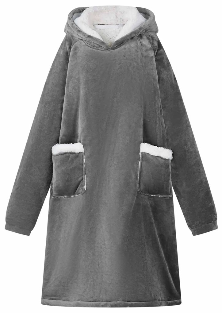 vidaXL Sweatshirt manta Cinza Escuro L Fleece e Flanela