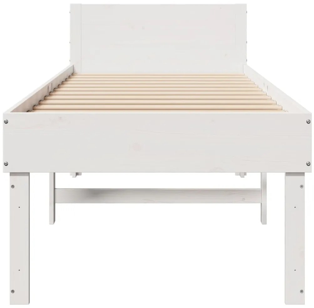 Estrutura de cama sem colchão 80x200 cm pinho maciço branco