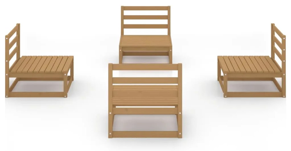 4 pcs conjunto lounge de jardim pinho sólido castanho mel