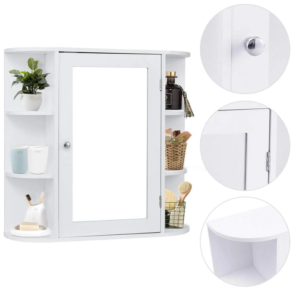 Armário de Casa de Banho Coimbra com Espelho e 6 Compartimentos – 65x1
