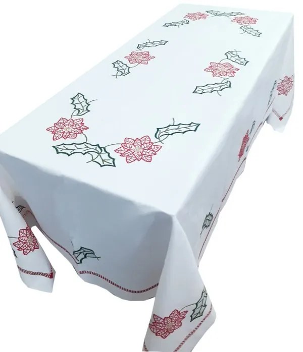 Toalhas de mesa de linho bordada a mão - Toalha de mesa de natal - Bordados da Lixa: Toalha de mesa bordada 180x300 cm + 12 guardanapos 50x50 cm bordados a jogo