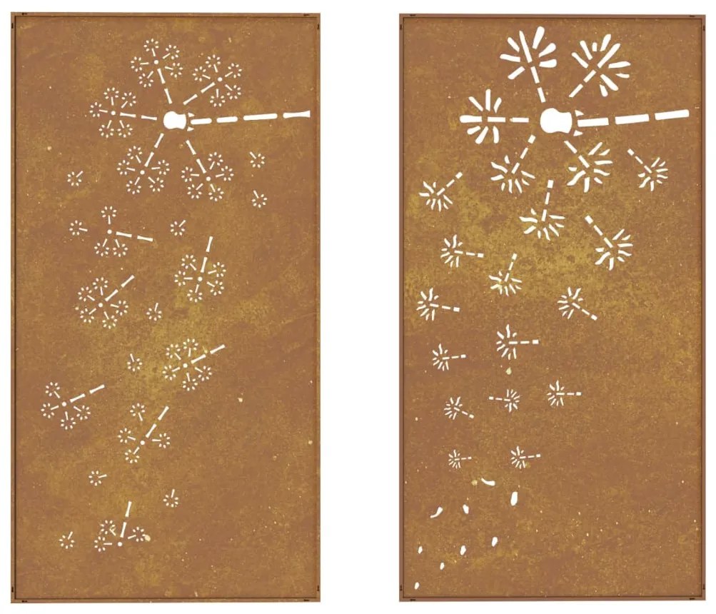 Decorações p/ muro de jardim 2 pcs aço corten design flores
