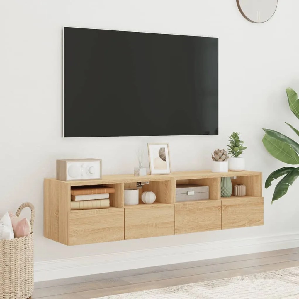 vidaXL Móveis parede TV 2pcs 60x30x30cm deriv. madeira carvalho sonoma