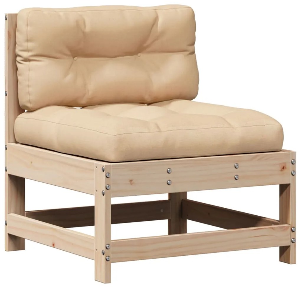 6 pcs conjunto lounge de jardim c/ almofadões pinho maciço