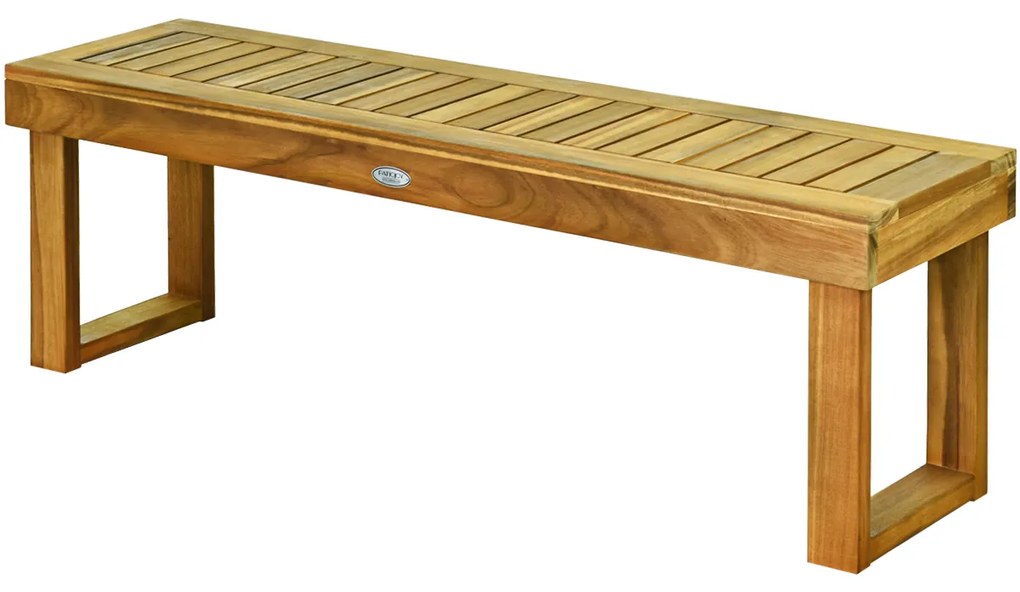 Banco de jardim de madeira de acácia para pátio com assento de ripas sem encosto para Jardim Varanda 132 x 34 x 43,5 cm Teca
