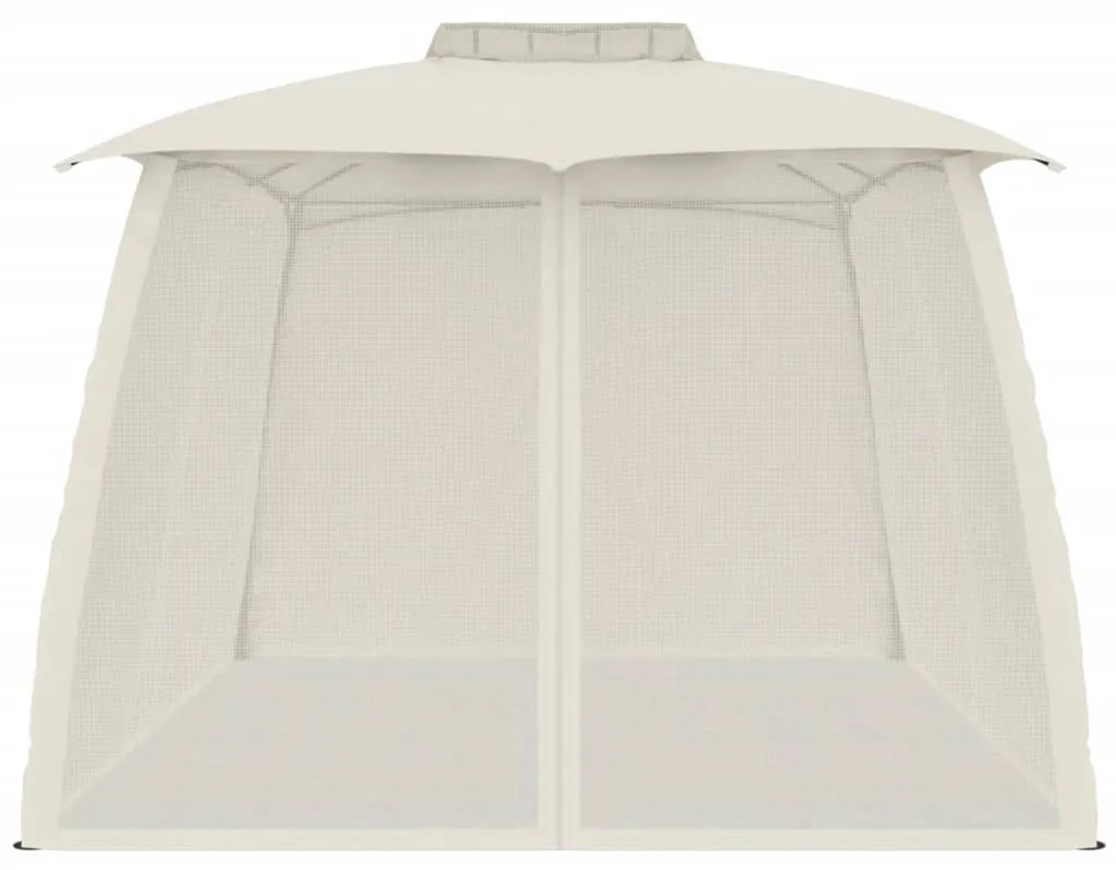Gazebo c/ teto duplo/paredes de malha 3,93x2,93 m aço creme