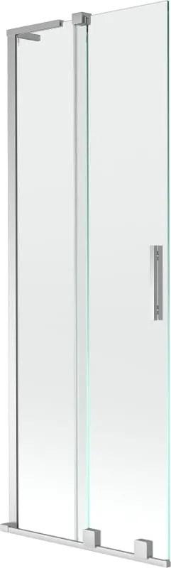Mexen Velar L resguardo de duche de correr com 2 painéis 75 x 150 cm, transparente, cromado - 896-075-003-01-01