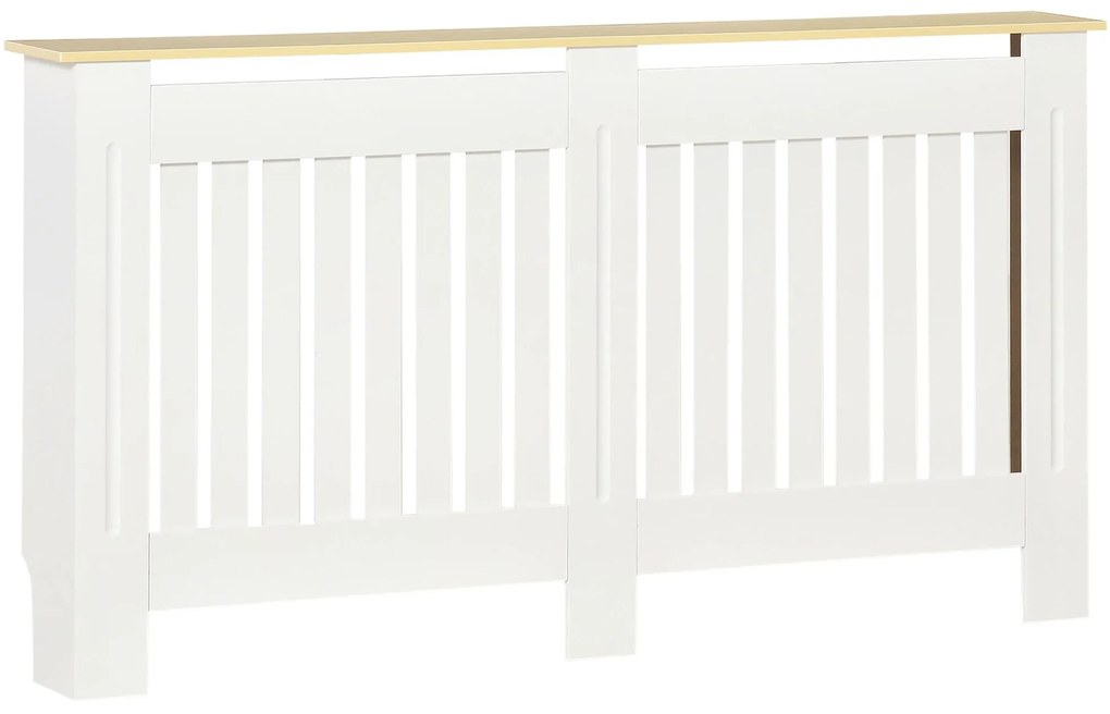HOMCOM Cobertura Radiador 152x19x83cm Cobertura Radiador de MDF e Melamina com Dispositivo Anti-Rolamento Desenho Moderno para Sala de Estar Dormitório Branco