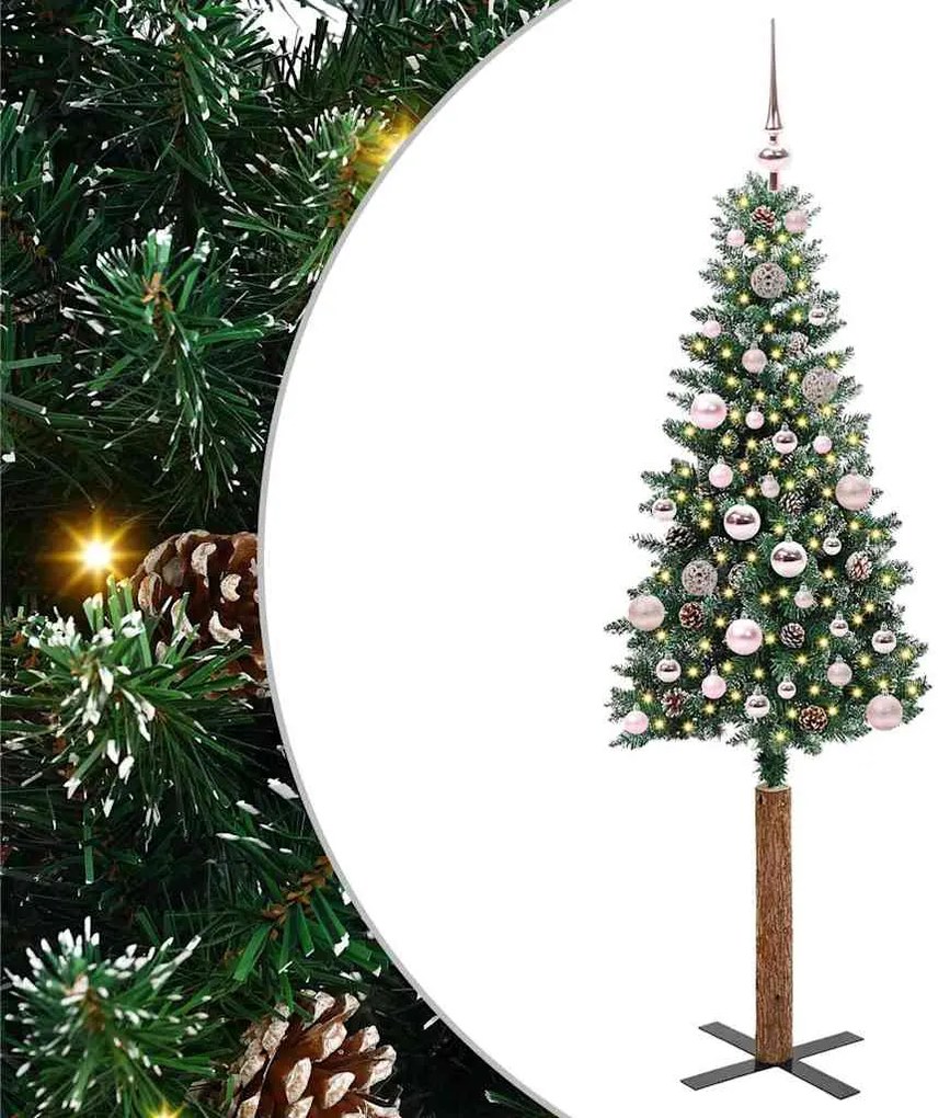 vidaXL Árvore de Natal Slim com 150 LEDs com suporte Verde 150 cm