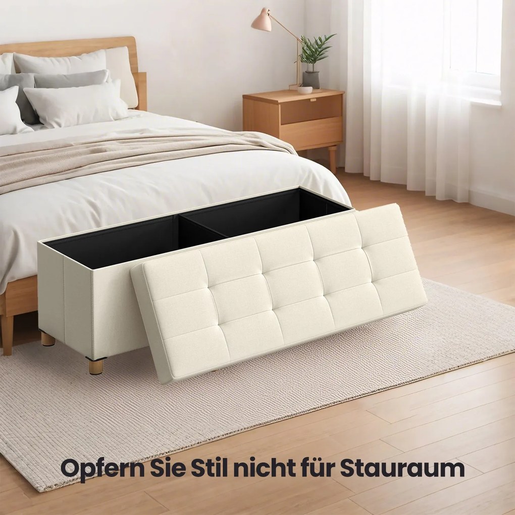 Banco com espaço de arrumação 38 x 110 x 40 cm branco creme