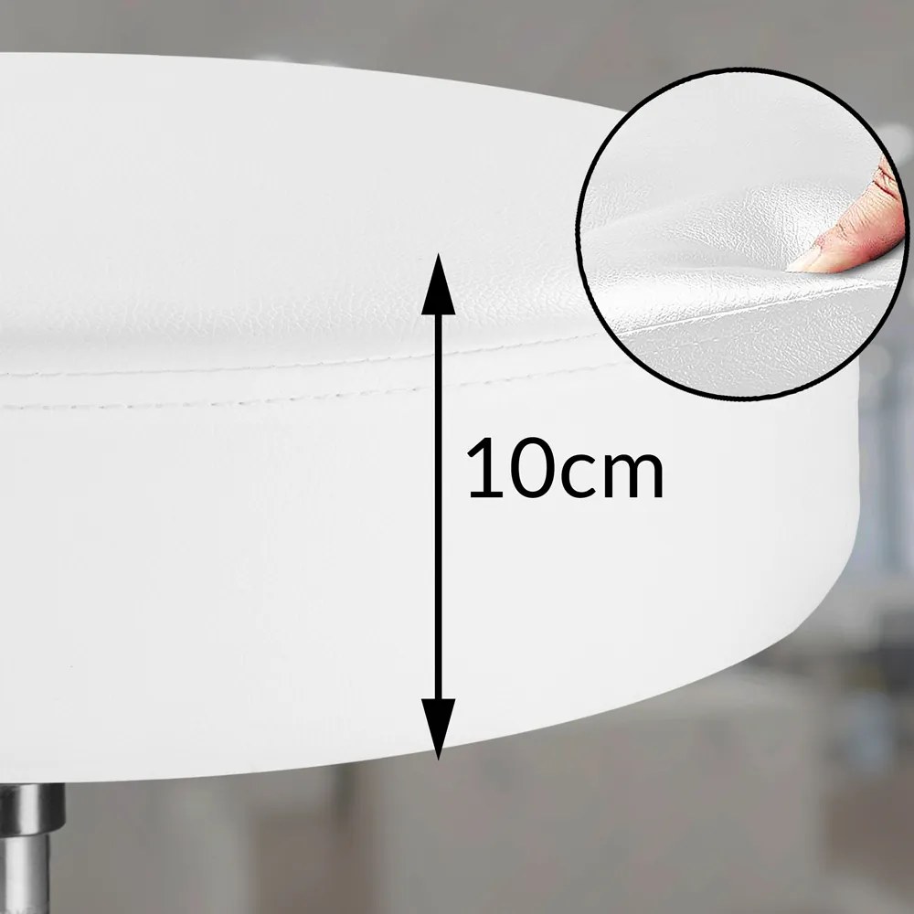 Banco giratório 360° em pele sintética 48 x 48 x 46-60 cm Branco