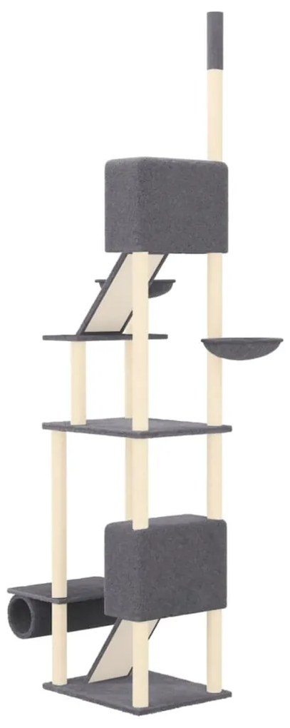 Árvore gatos altura ajustável chão-teto 277-303 cm cinza-escuro