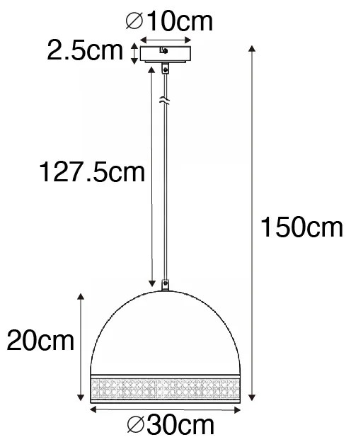 Candeeiro de suspensão oriental preto com rotang 30 cm - Magna Rotan