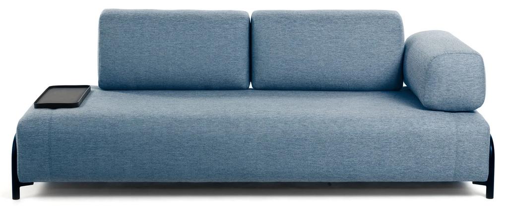 Kave Home - Sofá Compo de 3 lugares azul com tabuleiro bege pequeño 232 cm