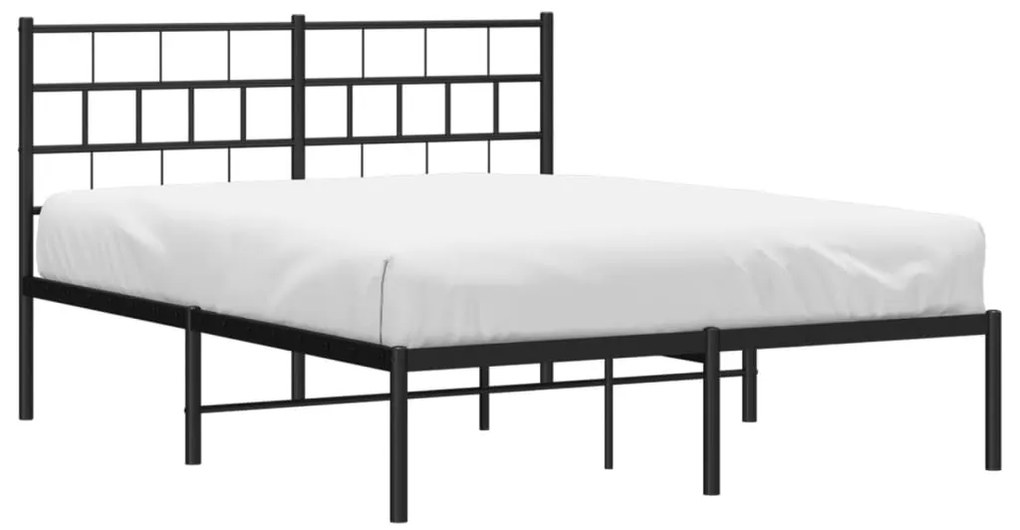 Estrutura de cama com cabeceira 160x200 cm metal preto