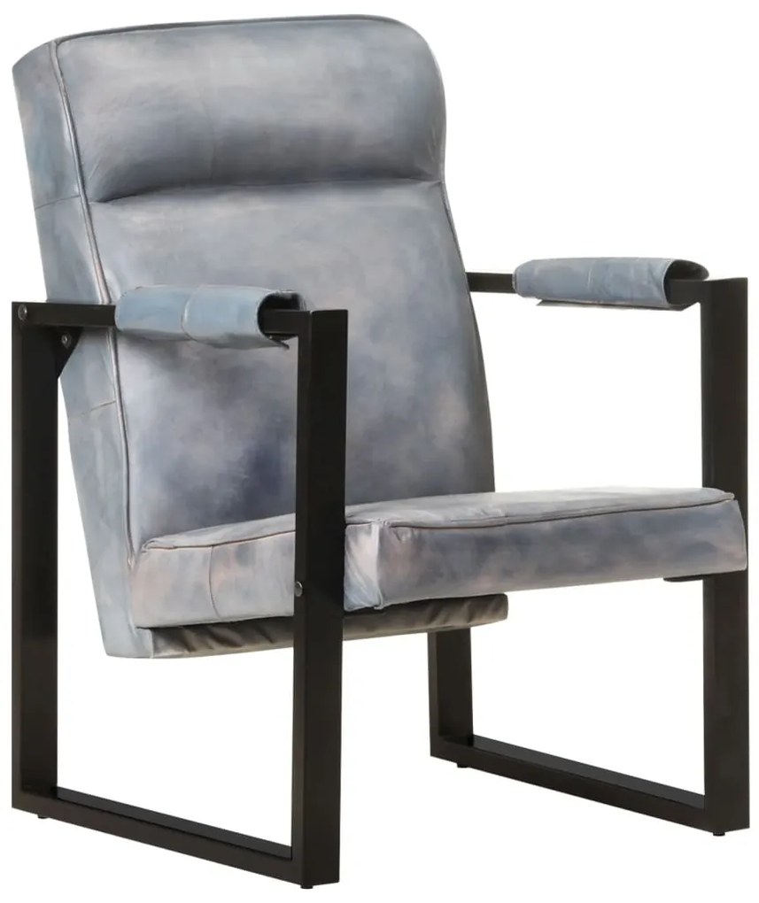 vidaXL Poltrona couro de cabra genuíno 60x75x90 cm cinzento