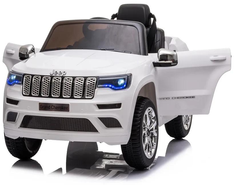 Carro elétrico bateria para Crianças Jeep Grand Cherokee, 12 volts, banco de couro, pneus de borracha EVA BRANCO