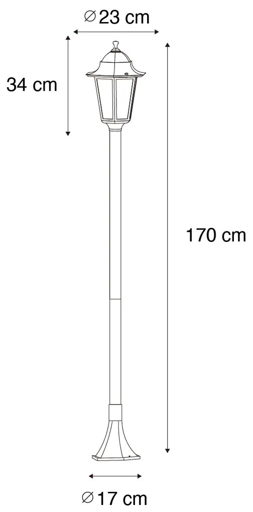 Candeeiro de pé clássico para exterior verde escuro 170 cm IP44 - Nova Orleans Clássico / Antigo