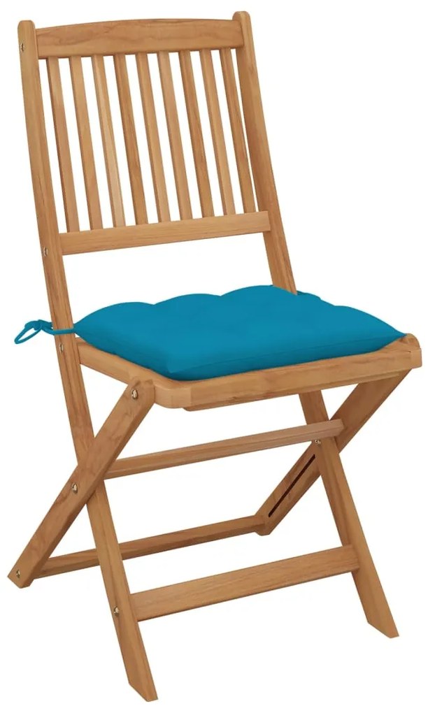 Cadeiras de jardim dobráveis 8 pcs c/ almofadões acácia maciça