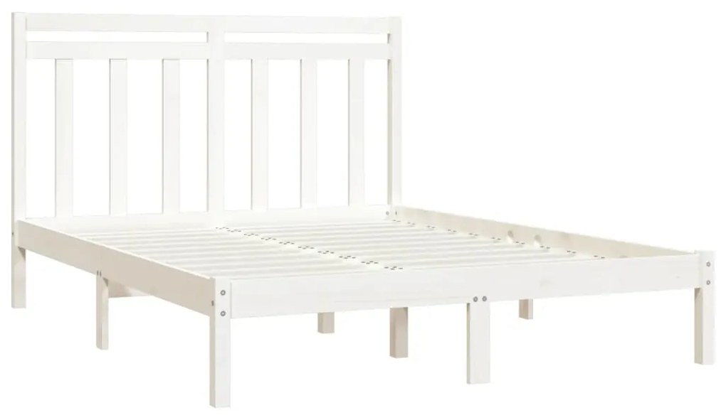 Estrutura de cama 160x200 cm madeira maciça branco