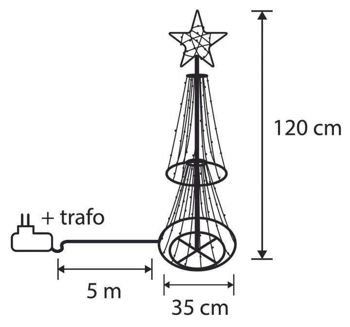 Candeeiro de pé de Natal Árvore preto 150cm incl. LED RGB com temporizador IP44 - Ugoku