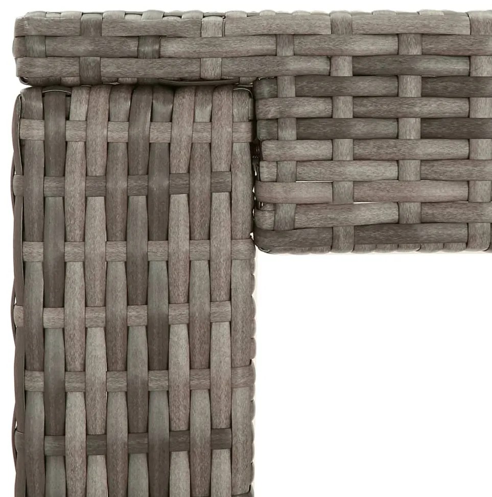 7 pcs conjunto de bar p/ jardim c/ almofadões vime PE cinzento