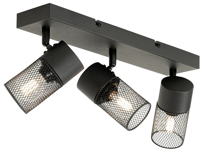 Candeeiro de teto industrial preto 3 luzes ajustável - Jim Industrial