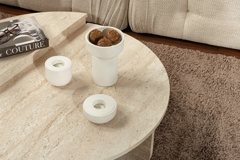 Mesa de Centro Orion – Travertino – 90x30x60 cm / 85x35x30 cm