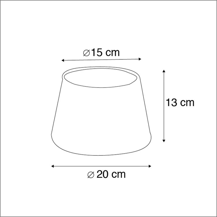 Abajur de algodão preto 20/15/13 com interior dourado