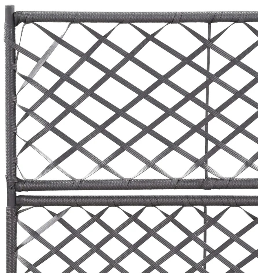 Floreira com treliça e 2 vasos 58x30x107 cm vime PE preto