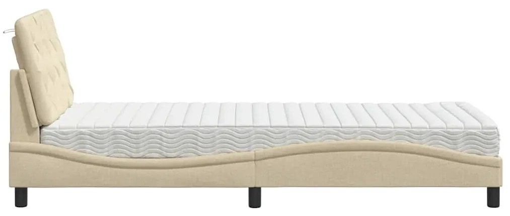Cama com colchão 80x200 cm tecido cor creme