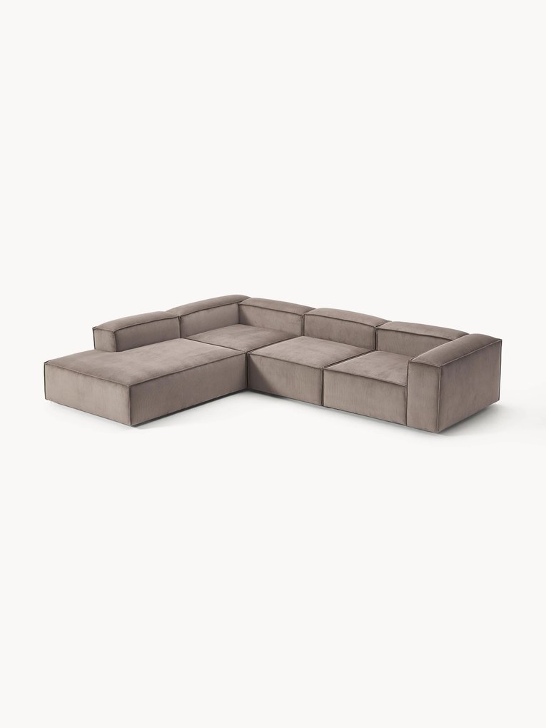 Sofá de canto modular em bombazina Lennon (4 lugares)