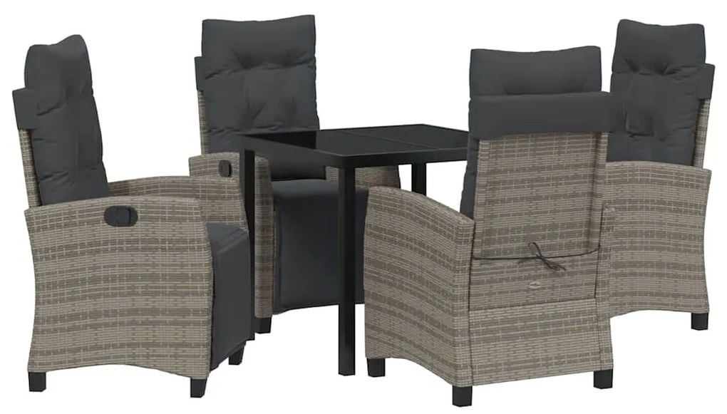 Conjunto de Jantar de Jardim com 5 Peças em Rattan Sintético Cinza