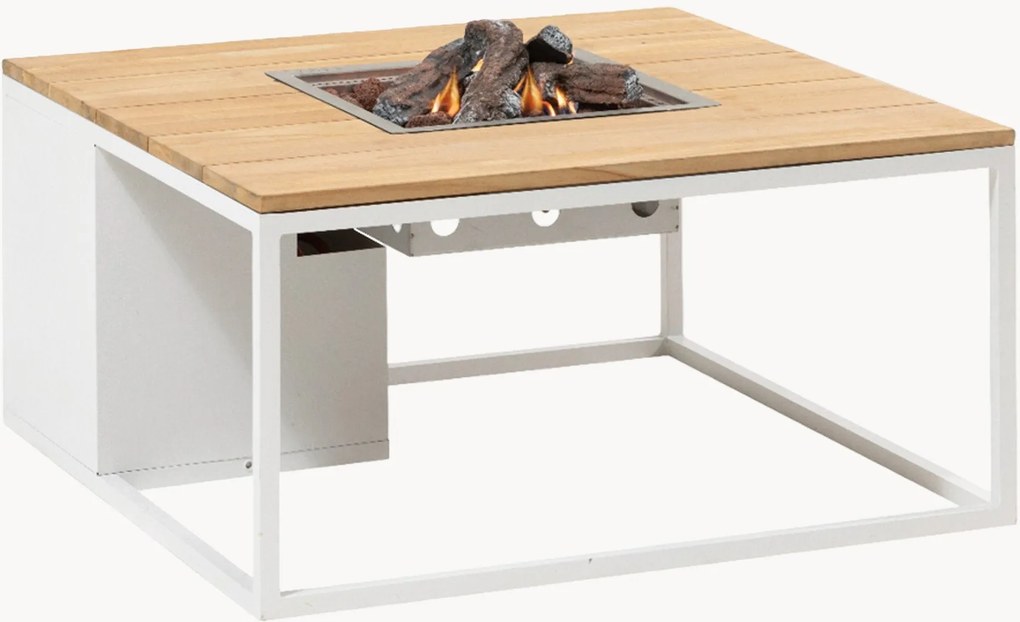 Mesa de centro de exterior com lareira e tampo de mesa em madeira de teca Cosiloft