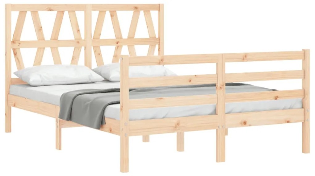 Estrutura de cama com cabeceira 140x190 cm madeira maciça