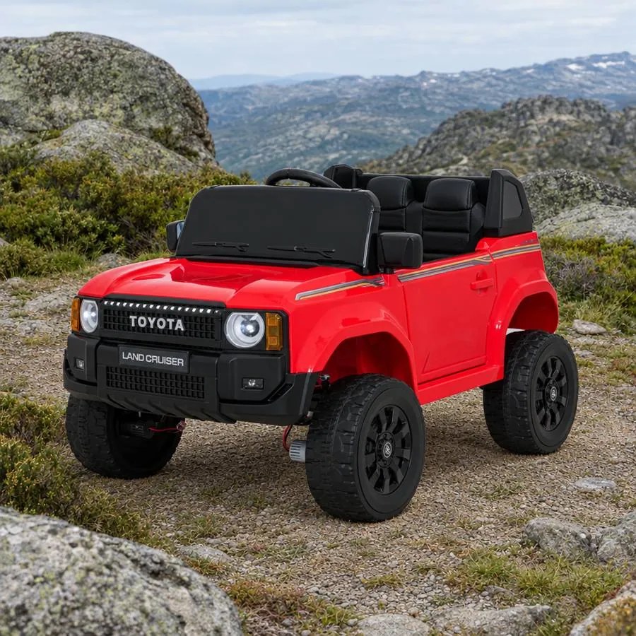 Carro elétrico para Crianças Toyota Land Cruiser PRADO 12V 4x4  Rodas Espuma EVA, Assento couro ecológico Vermelho