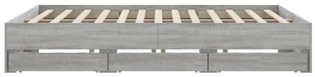 Estrutura de cama c/ gavetas derivados madeira cinza sonoma