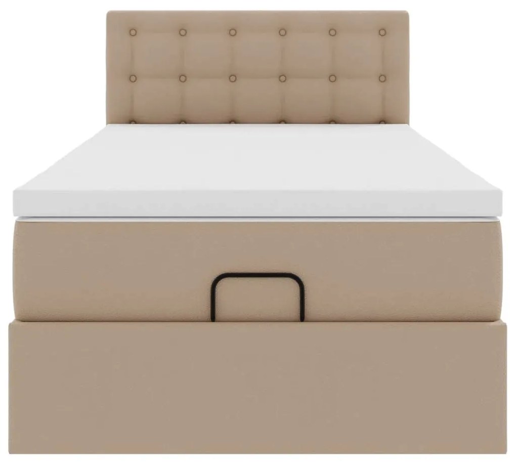 Cama otomana com colchão 90x190 cm couro artificial cappucino