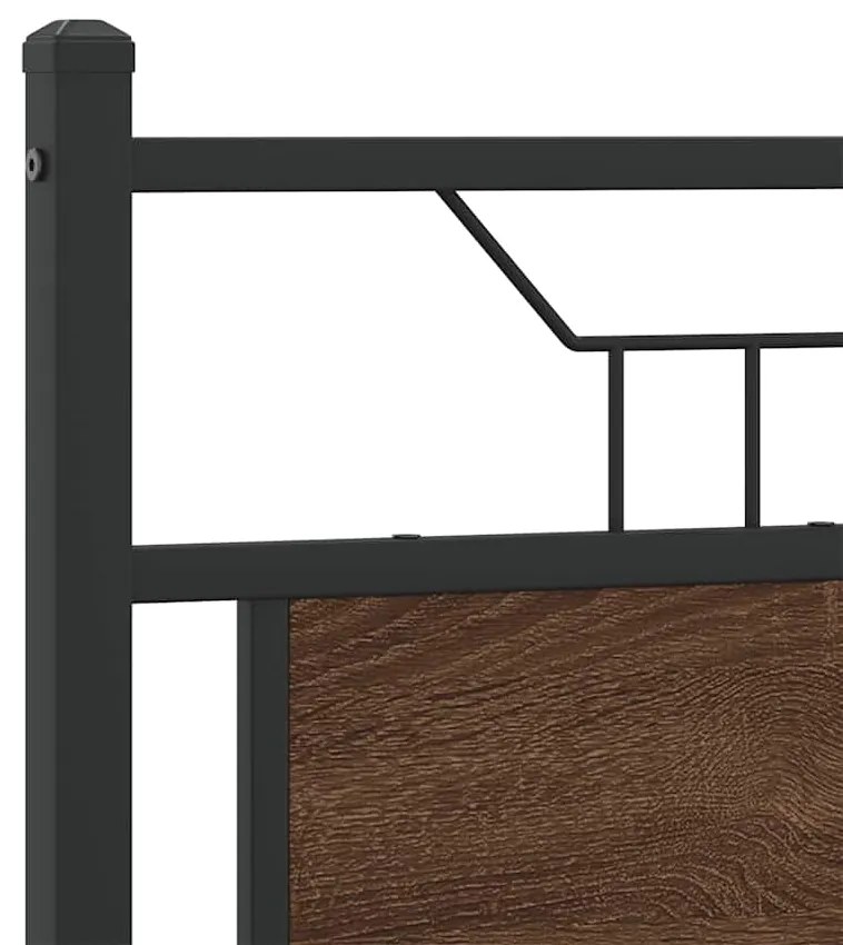 Cabeceira de cama 120cm derivados madeira/aço carvalho castanho