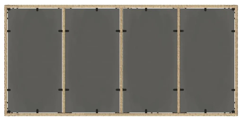 Mesa de jardim com tampo de vidro 190x90x75 cm vime PE bege
