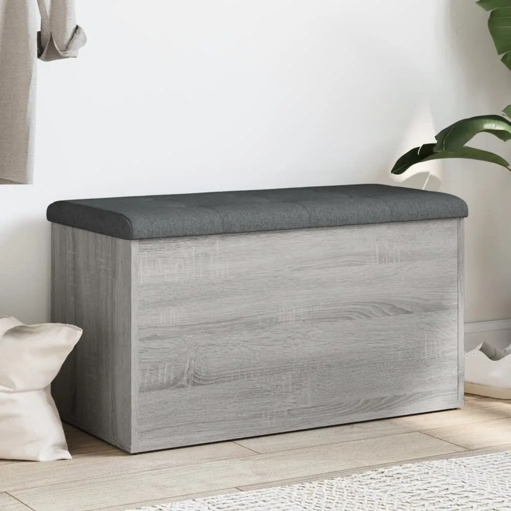 vidaXL Banco de arrumação 82x42x45cm derivados madeira cinzento sonoma