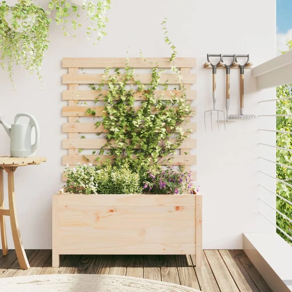 vidaXL Vaso de jardim c/ suporte 79x39,5x114 cm pinho maciço