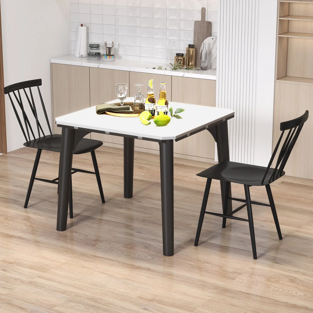 Conjunto de 2 elegantes bancos de bar de metal com cadeiras laterais de jantar com construção resistente e encosto