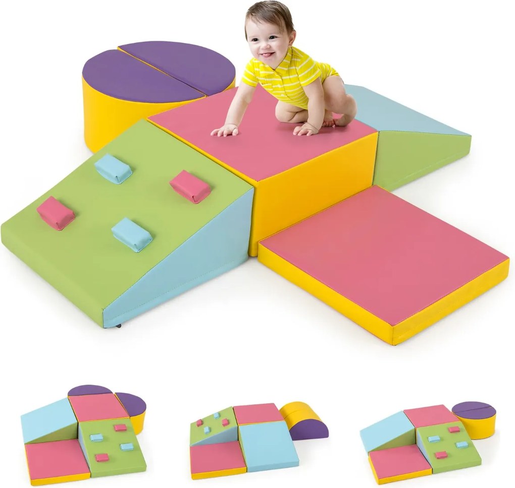 Conjunto de 6 blocos de espuma para crianças com velcro, escalada suave e leve para interior, para bebés escalarem e treparem Multicolor