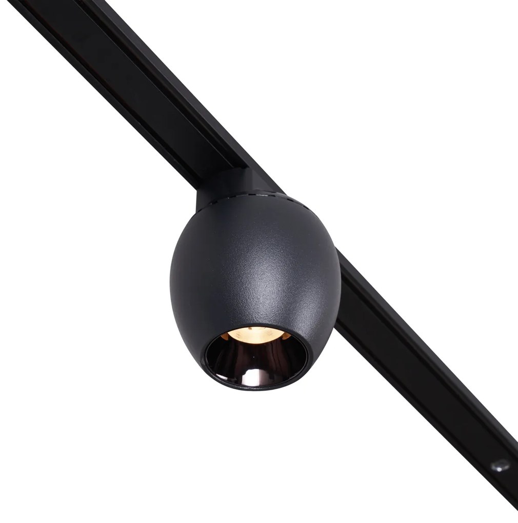 Sistema de iluminação de trilho moderno com 4 focos pretos monofásicos - Magnetic Zagaye