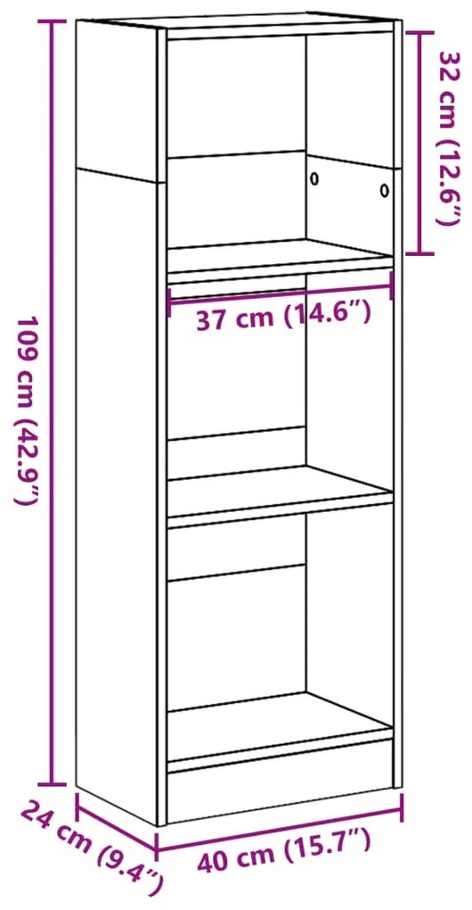 Estante 40x24x109 cm derivados de madeira cinzento sonoma