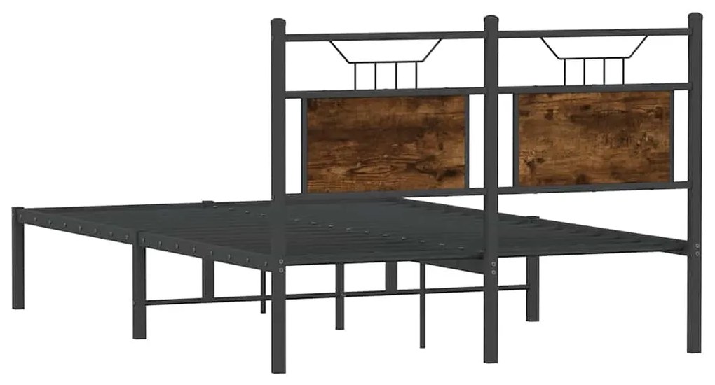 Estrutura de cama s/ colchão derivados madeira carvalho fumado