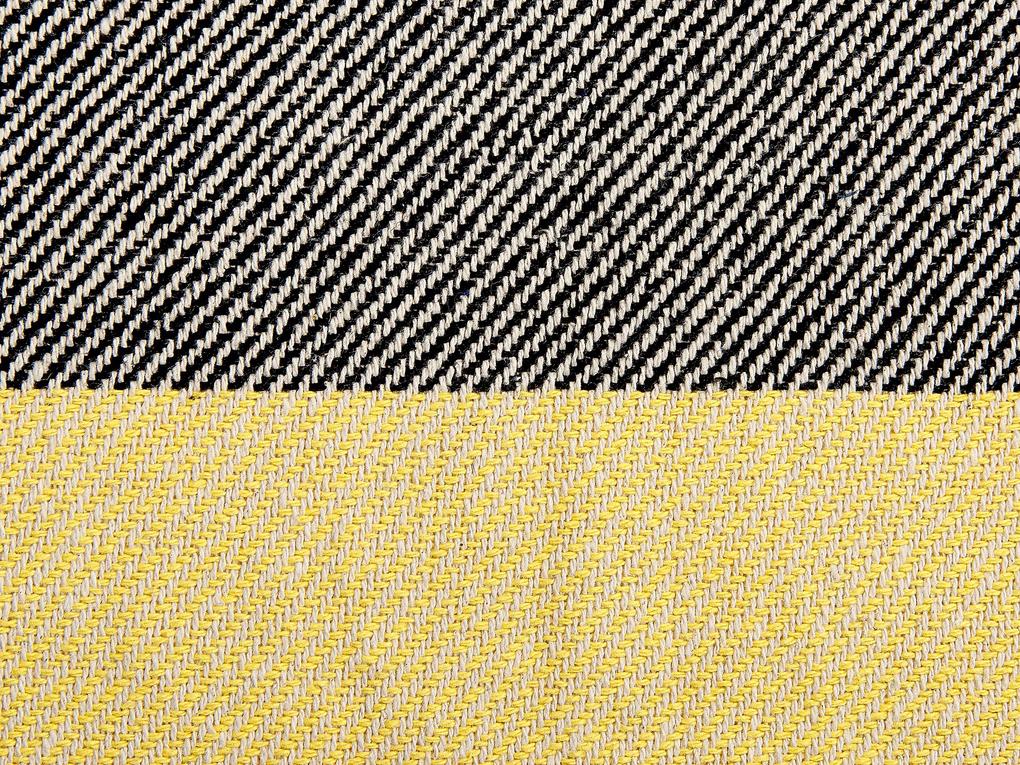 Manta decorativa em algodão cinzento e amarelo 125 x 150 cm LAPU Beliani